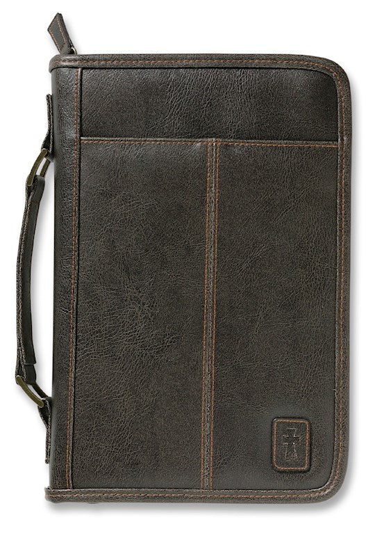 Aviator Leather Look Brown Bible Cover (6.63" x 9.5" x 1.75")
