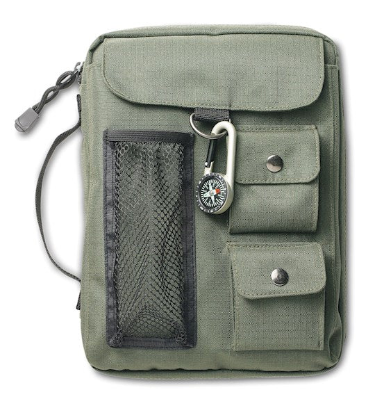 Compass Canvas Green Bible Cover (6.13" x 8.8" x 1.5")