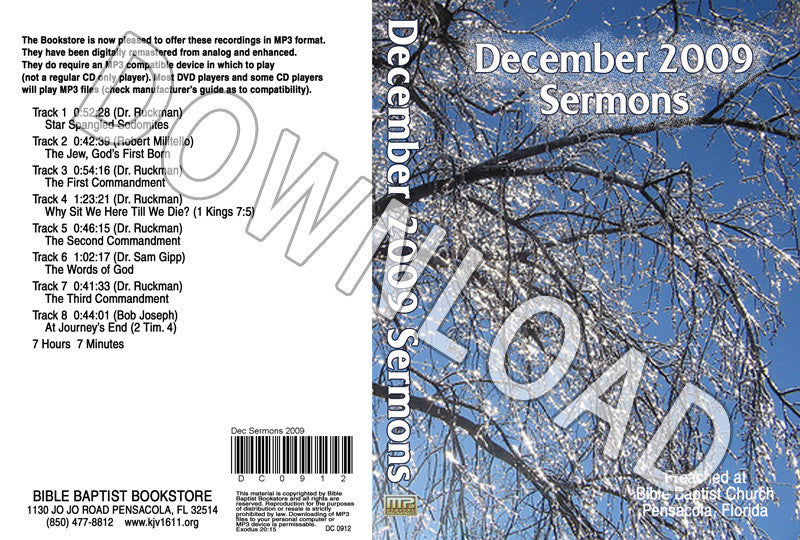 December 2009 Sermons - Downloadable  MP3