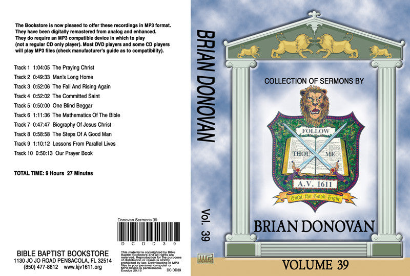 Brian Donovan Sermons on MP3 - Volume 39