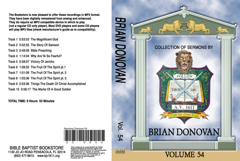 Brian Donovan Sermons on MP3 - Volume 54