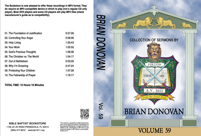 Brian Donovan Sermons on MP3 - Volume 59