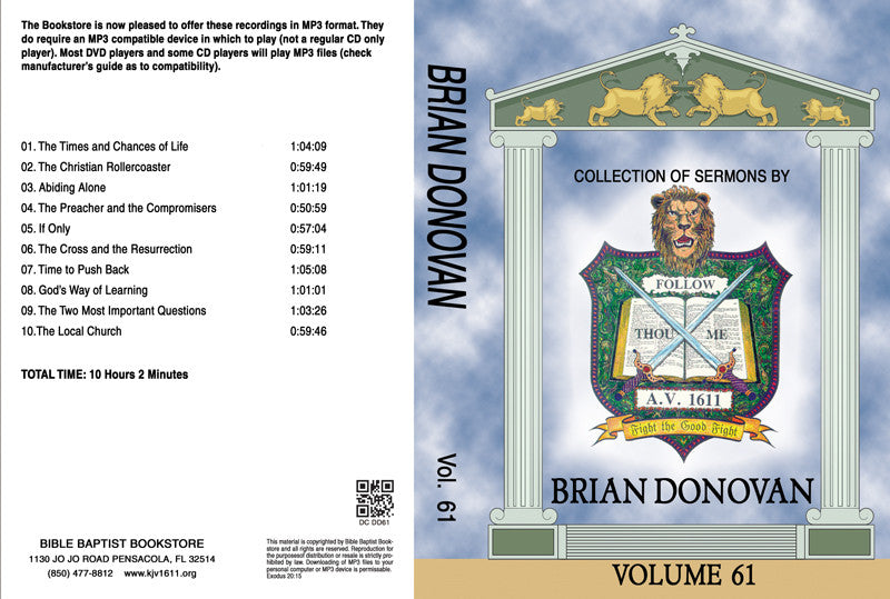 Brian Donovan Sermons on MP3 - Volume 61