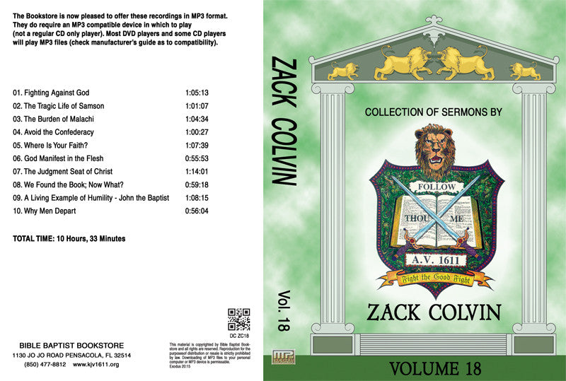Zack Colvin Sermons on MP3 - Volume 18