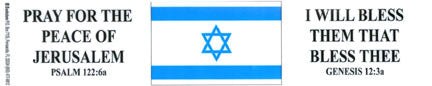 Israel (Pray For The Peace of Jerusalem - I Will Bless Them That Bless Thee)- Magnet - Large