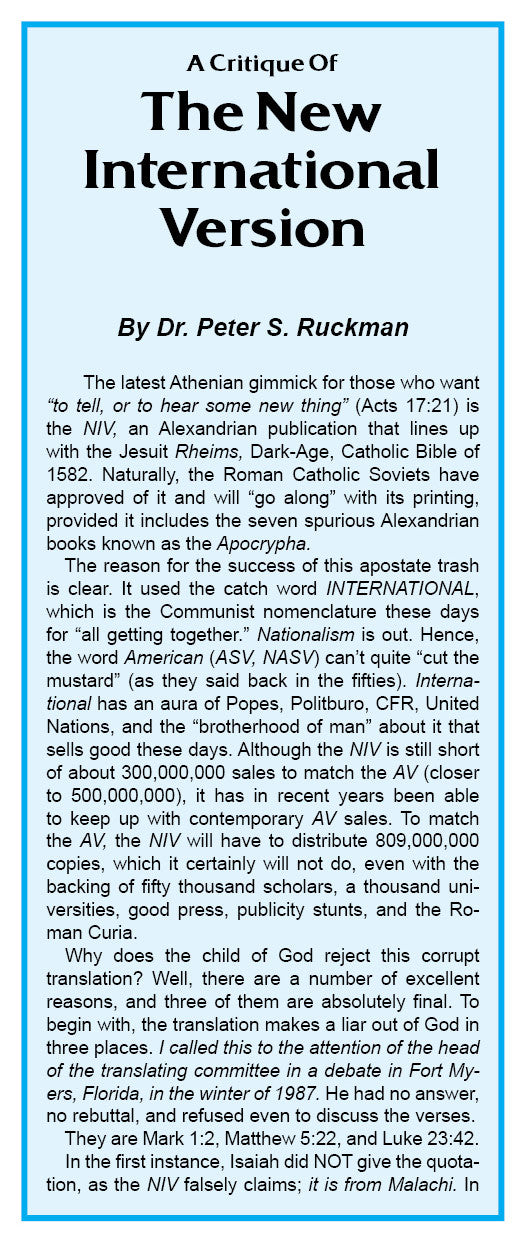 Critique of the NIV - Tract